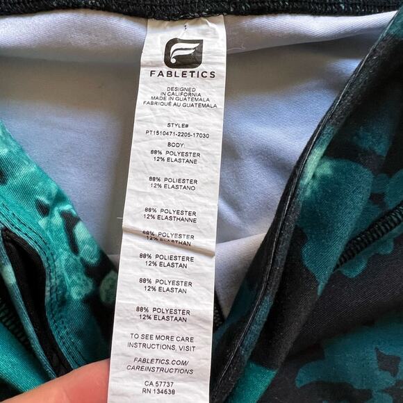 Fabletics Black & Green Floral POWERHOLD Leggings Size S - Picture 2 of 5
